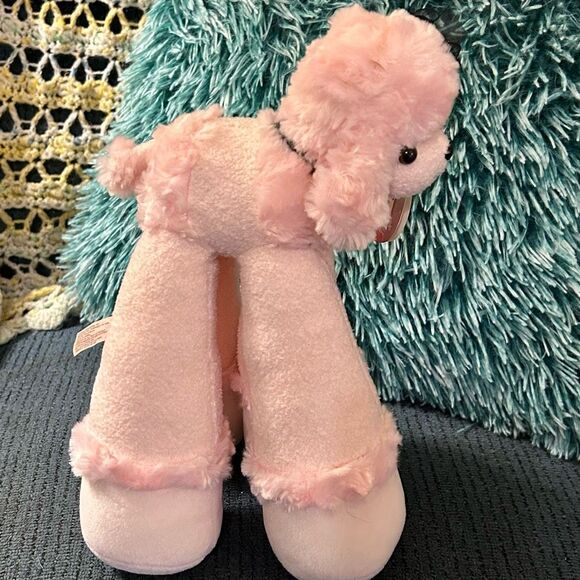 Bestever Funny Feet Pink Poodle Dog Stuffed Animal Plush Toy 11” Black Bow w Tag - Picture 4 of 11